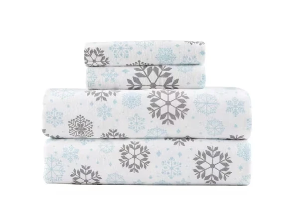 KATHY IRELAND 3-PIECE 100% TURKISH COTTON FLANNEL TWIN - GRAY/BLUE FROST New