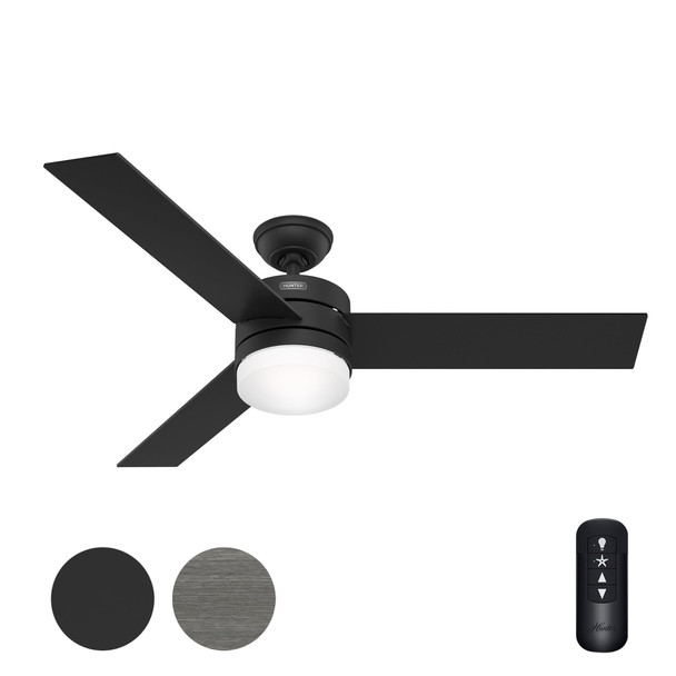 HUNTER FAN 54 INCH BLACK INDOOR/OUTDOOR CEILING FAN WITH LIGHT FOR  CE10