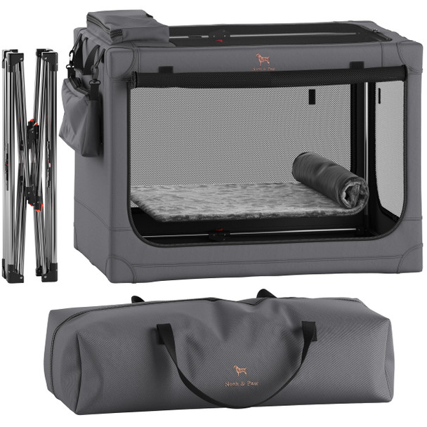 NOAH & PAW COLLAPSIBLE DOG CRATE-XL - GRAY