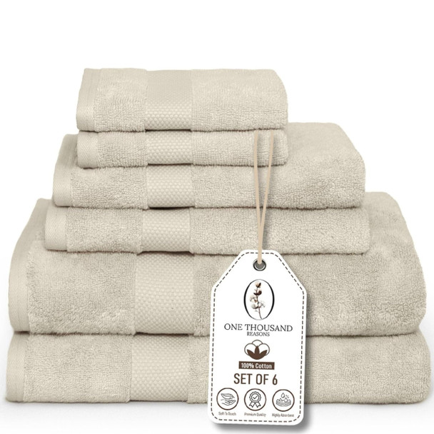 ONE THOUSAND REASONS PREMIUM STAPLE COTTON BATHROOM TOWEL SET - BEIGE