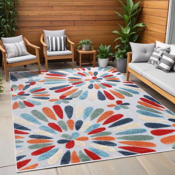 Superior Marigold Indoor Outdoor Area Rug Perfect for Patio, 4' x 6', Multicolor