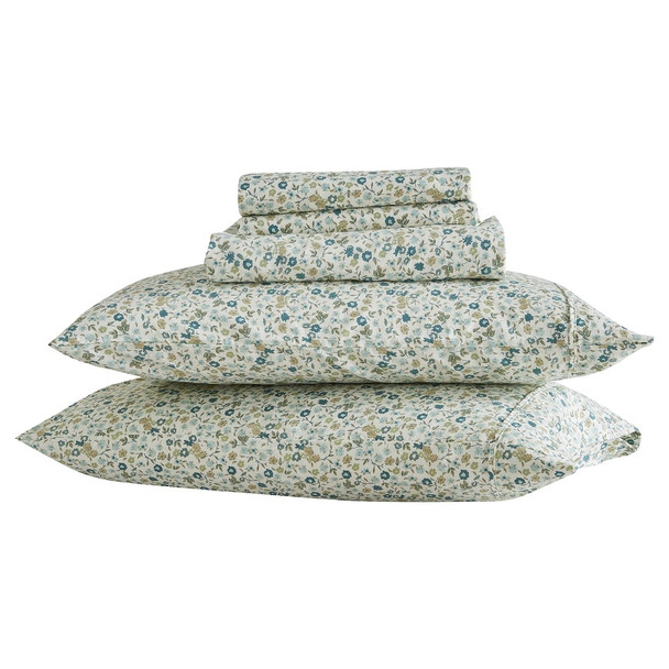 PATINA VIE MAISON COTTON RAYON FROM BAMBOO BLEND SHEET SET - KING - BLUE FLORAL