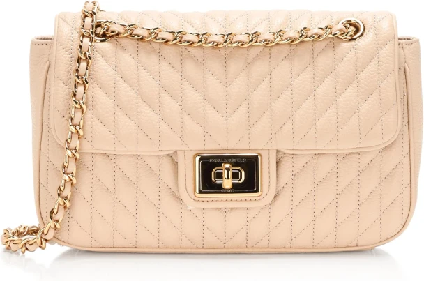 KARL LAGERFELD PARIS WOMEN'S QUILTED LEATHER SHOULDER BAG - BRIE New