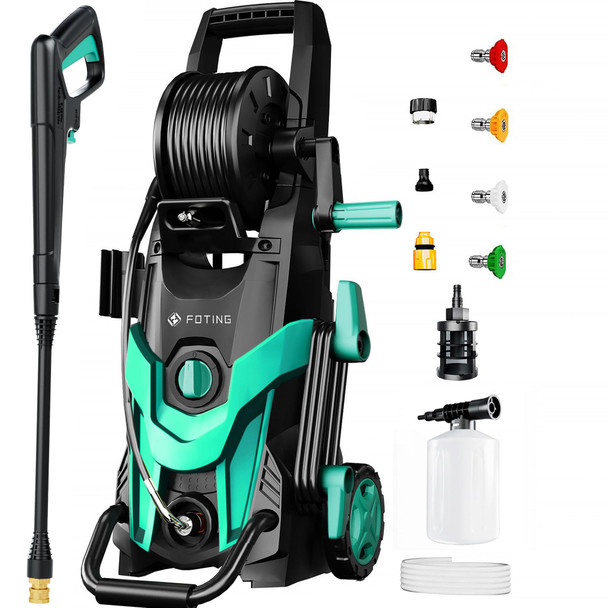 FOTING UPGRADED PRESSURE POWER WASHER 4500PSI 5 NOZZLES, FILTER, CANNON - BLUE