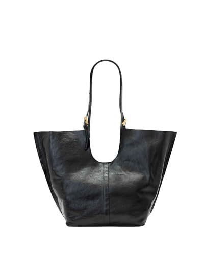 ALLSAINTS ARA SHINE E/W LARGE LEATHER TOTE BAG W284XD - BLACK New
