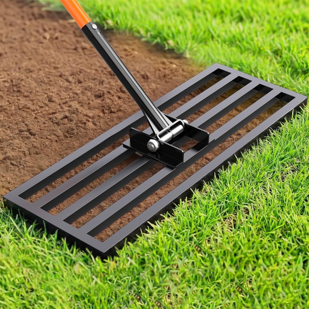 YACONA LAWN LEVELING RAKE, 30" X 10" HEAVY DUTY GARDEN LEVELER TOOL - BLACK