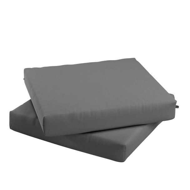 CALIFORNIA UMBRELLA OUTDOOR PATIO CHAIR PAD SET OF 2, 18 X 18 INCH, CHARCOAL