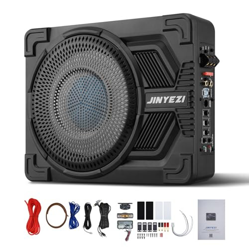 JINYEZI 10" 1200W UNDER SEAT SUBWOOFERS WITH AMP CLASS D MOSFET AMP - BLACK