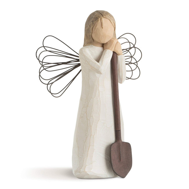 WILLOW TREE ANGEL OF THE GARDEN HAND-PAINTED ANGEL FIGURINE WHITE/TAN/BROWN