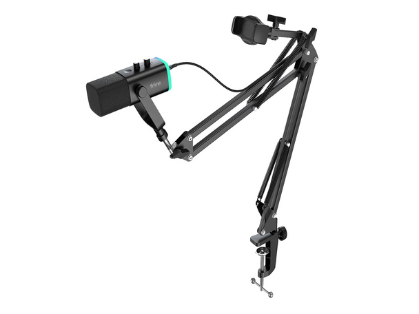 FIFINE AM8T NEO Adjustable Microphone Boom Arm with Stable Phone Holder for Live