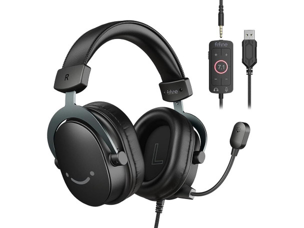 FIFINE H9 PC Gaming Headset with 7.1 Surround Sound, Detachable Microphone,