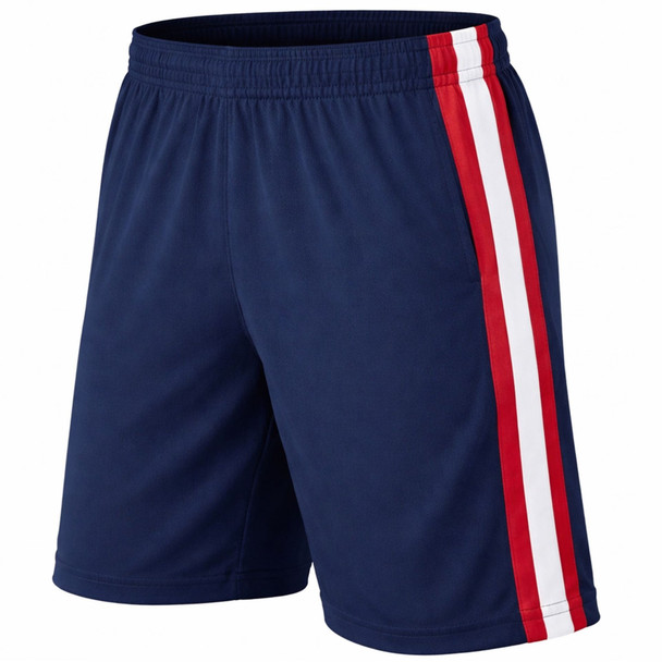 JUMP START MOISTURE WICKING PERFORMANCE SHORTS - SIZE: MEN M - NAVY-RED-WHITE New