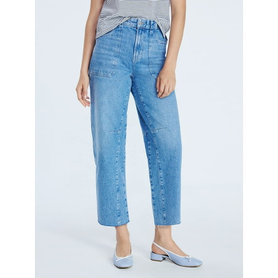FREE ASSEMBLY CROPPED CARPENTER BARREL SIZE: 16 - SKY BLUE INDIGO WASH New