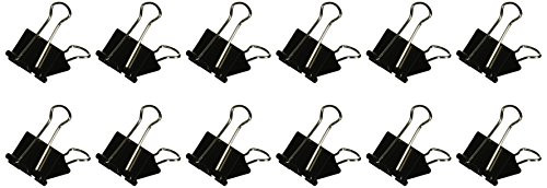 OFFICEMATE BINDER CLIPS,MEDIUM,1-1/4" WIDE,5/8" CAP, 12/BX, BLACK/SILVER