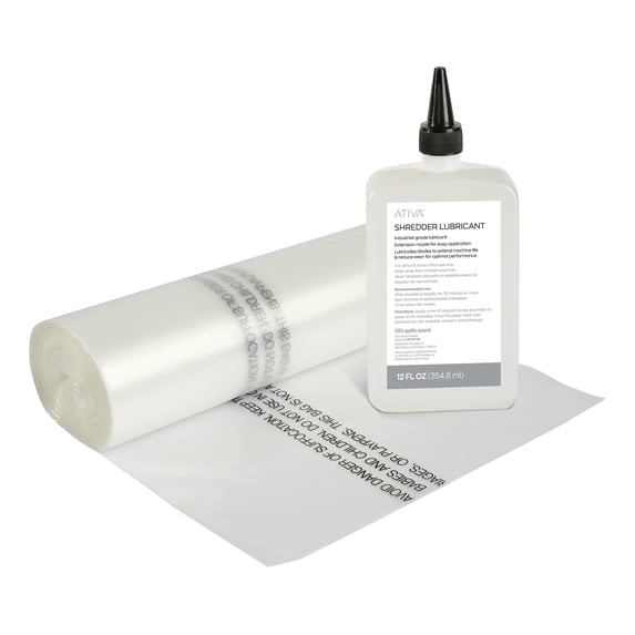 ATIVA™ SHREDDER BAGS WITH BONUS SHREDDER OIL COMBO PACK 4 GALLON 50 BAGS - CLEAR