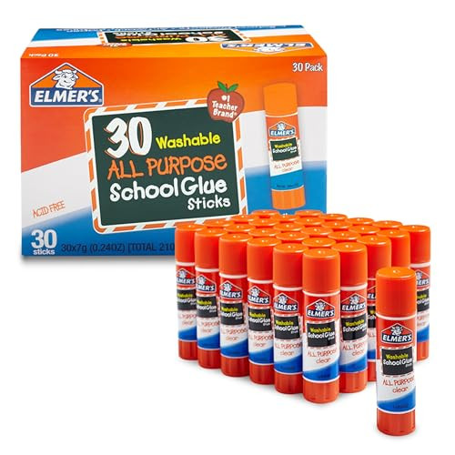 ELMER'S ALL PURPOSE SCHOOL GLUE STICKS ACID-FREE WASHABLE 7 GRAMS 30 COUNT New
