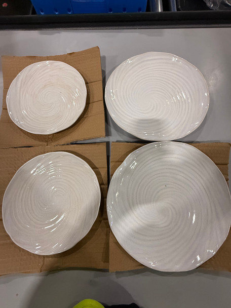 MIKASA HARLEY WHITE STONE WEAR 4PK PLATES STONEWEAR - HARLEY WHITE STONE