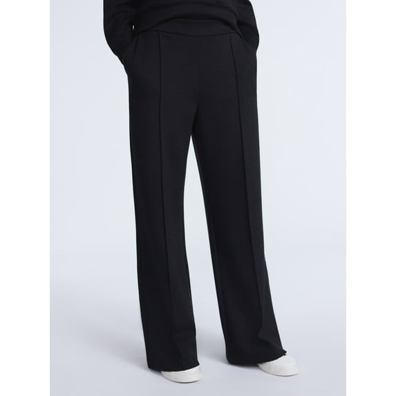 SCOOP PLUS NEW SCUBAKNIT SEAMED SWEATPANTS - SIZE: WOMEN XS - BLACK SOOT New
