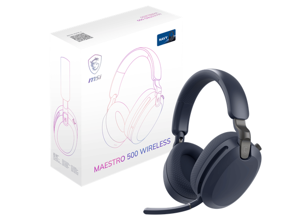 MSI MAESTRO 500 WIRELESS Gaming Headset, 40mm Drivers, Foldable Design, Active