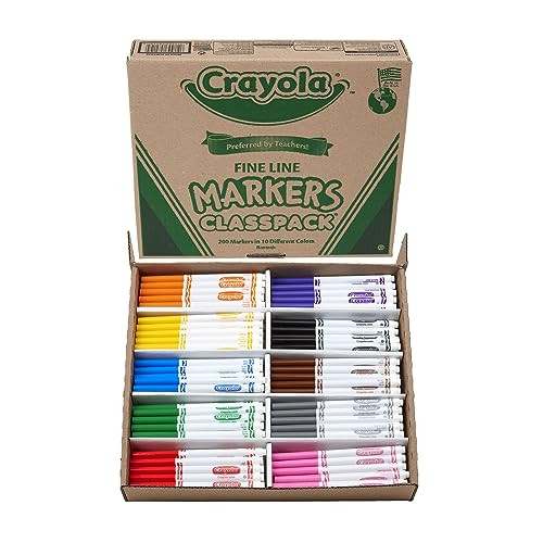 CRAYOLA FINE LINE MARKERS LUSH FINE LINE CLASSPACK BLAZER P BLUE 2.5MM 200CT New