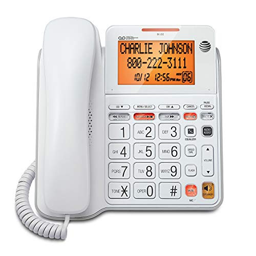 AT&T Corded Phone Digital Answering Caller ID Large Tilt Display CL4940 - WHITE