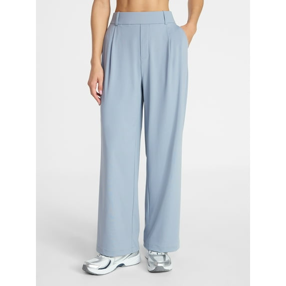 AVIA PLEATED INTERLOCK PANTS - SIZE: WOMEN M - FADED ASPHALT New