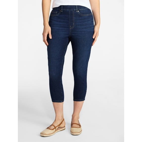 TIME AND TRU WOMEN'S CAPRI JEGGINGS, SIZES SMALL 4-6 - DARK WASH JEANS New