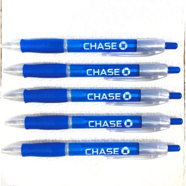 CHASE BANK 5 CHASE BANK ADVERTISING COLLECTIBLE PENS , BALLPOINT , BLACK INK