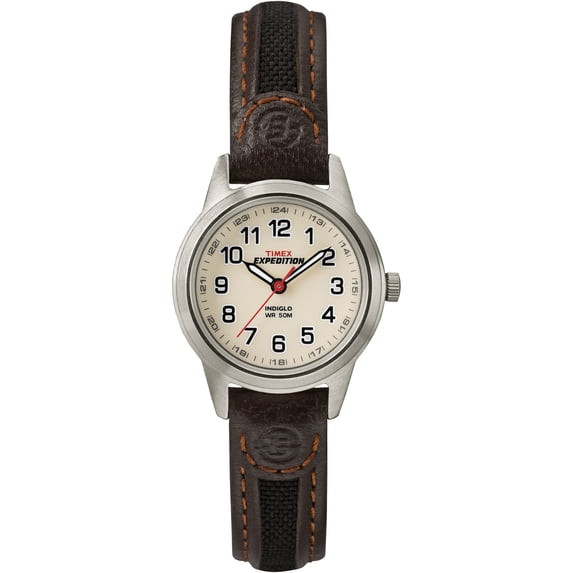 TIMEX WOMEN'S EXPEDITION METAL FIELD MINI 26MM WATCH SILVER - BROWN/BLACK New