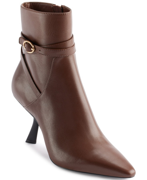 KARL LAGERFELD PARIS WOMEN'S KARLY STILETTO HEELED BOOTIES - SIZE: 6 - COGNAC