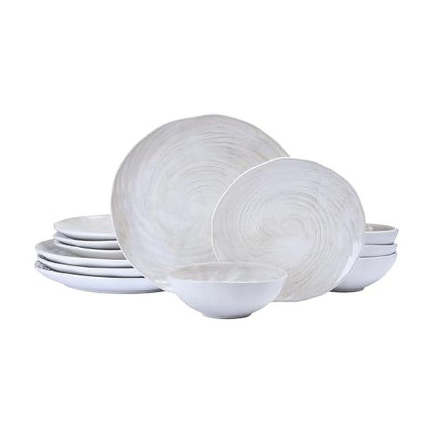 Mikasa Harley 12 Piece Stoneware Hand-Crafted Dinnerware Set, Service for 4 New