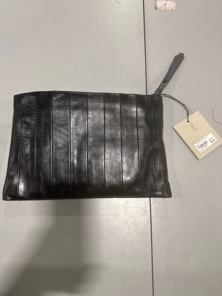 ALLSAINTS BETTINA LEATHER CLUTCH BAG - BLACK New