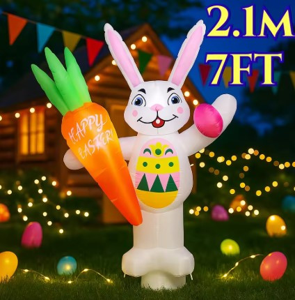 EASTER BUNNY 1.8M INFLATABLE DECORATIONS BALLOON RABBIT - MULTICOLOR