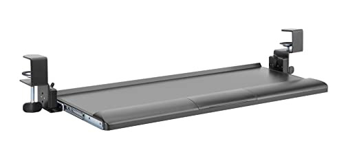 KANTEK DESK CLAMP TILTING KEYBOARD TRAY 5 TILT ANGLES SLIDES UNDER DESK - BLACK