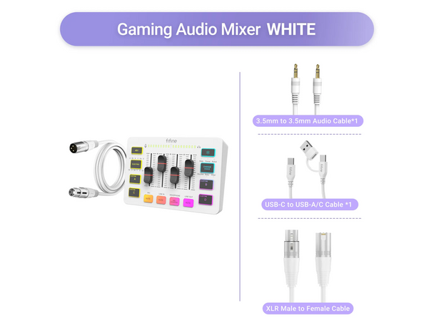 FIFINE SC3 Gaming Audio Mixer with XLR Cable Bundle, Streaming RGB PC Mixer with