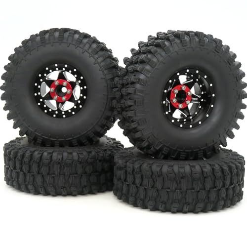 HOBBYSOUL RC 1.9 TIRES HEIGHT 120MM TIRES ALUMINUM 4 PACK BLACK - 1.9"