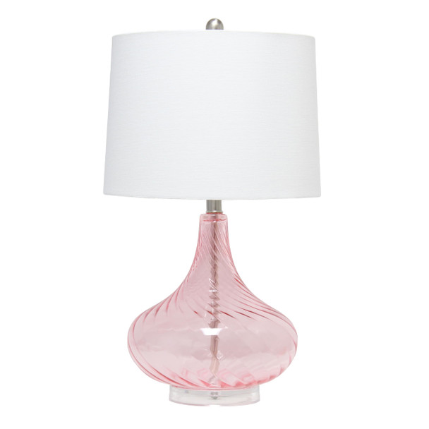 ELEGANT DESIGNS 24" MODERN REFINED RIPPLED GLASS TABLE LAMP - PINK