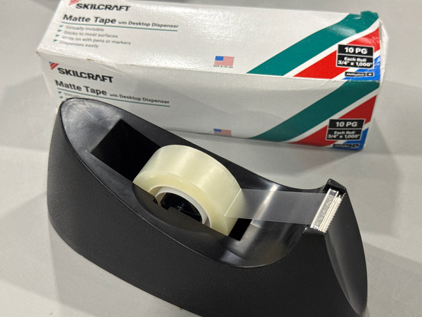 SKILCRAFT TRANSPARENT TAPE WITH DESKTOP DISPENSER NSN,TAPE, MATTE,3/4X1000,PK/10 New