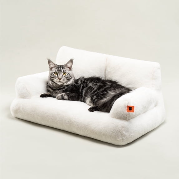 MEWOOFUN PET COUCH BED WASHABLE CAT BEDS FOR MEDIUM SMALL DOGS & CATS - WHITE New