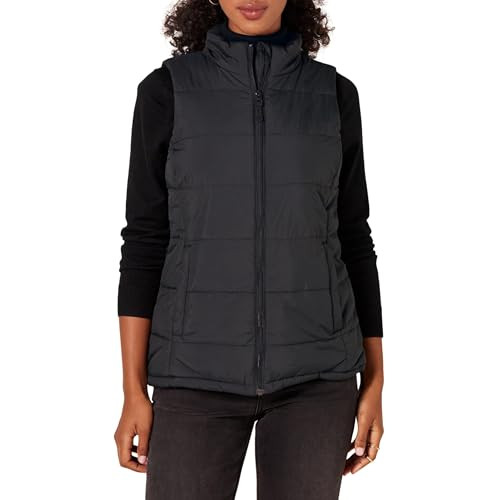 AMAZON ESSENTIALS WOMEN'S MID-WEIGHT PUFFER VEST SIZE: WOMEN M - BLACK New