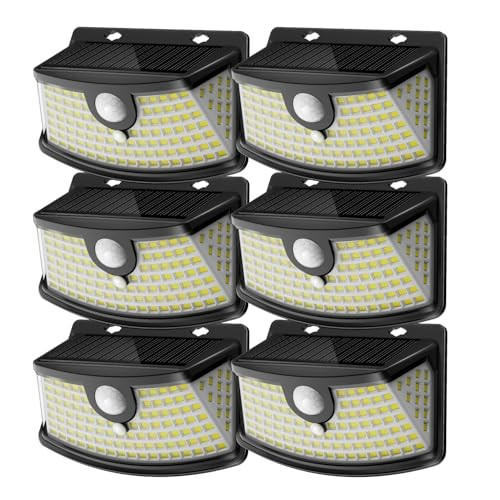 AOOTEK SOLAR MOTION SENSOR LIGHTS 120 LEDS REFLECTOR WIDE 6 PACK - BLACK