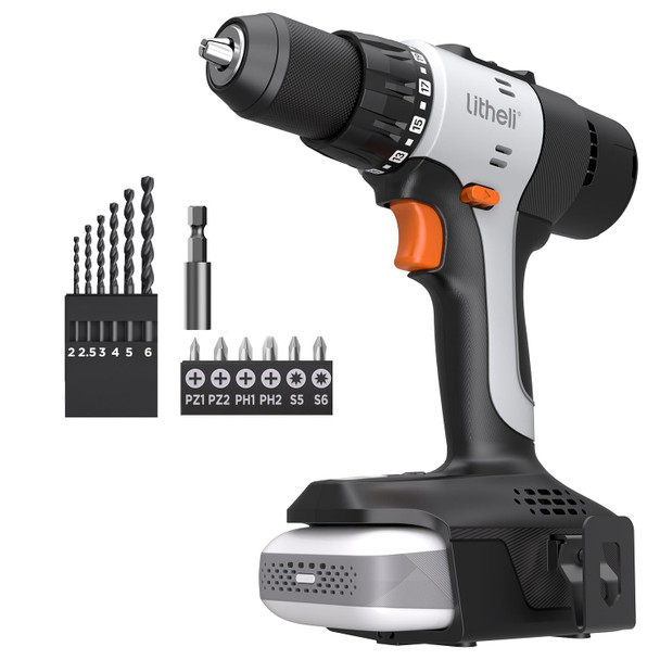 Litheli 20V Cordless Drill Driver, Electric Power Drill 2 Variable Speed New