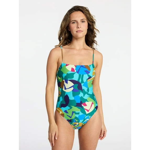TIME AND TRU WOMEN'S PLUS SIZE ONE PIECE SWIMSUIT SIZE 1X - TEAL MOON New