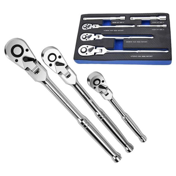 GENERIC 6 PIECE RATCHET WRENCH SET,FLEXIBLE HEAD - STAINLESS STEEL New