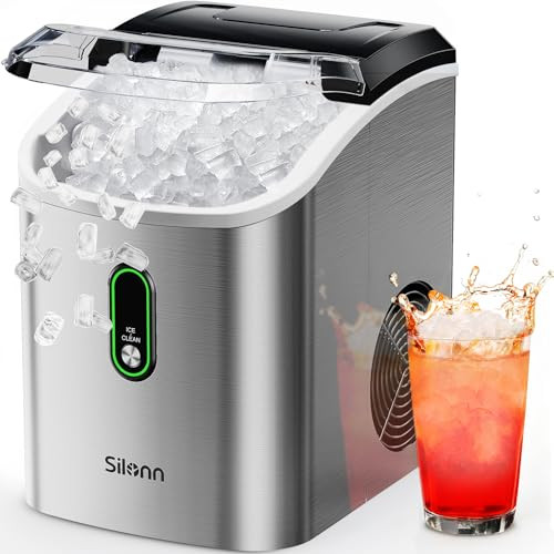 SILONN NUGGET ICE MAKER COUNTERTOP 36LBS SELF SILONN SLIM17T-PRO PELLET - STEEL