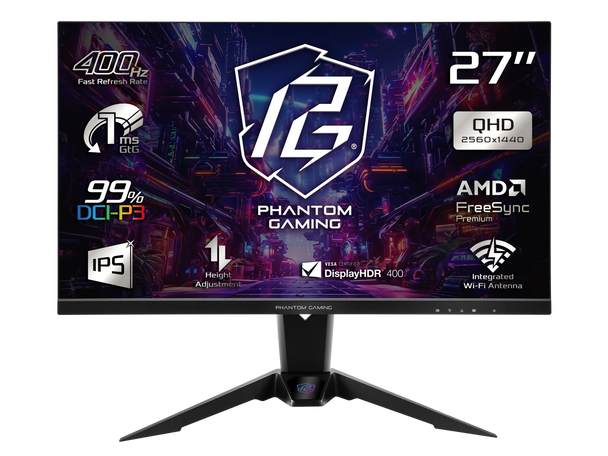 ASRock Phantom Gaming 27 inch QHD 2K 1440P 400Hz IPS AMD FreeSync Premium