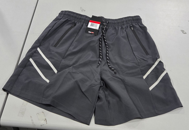 JUMPSTART POLYESTER SHORTS W/ ZIPPER POCKETS - SIZE: MEN M - CHARCOAL