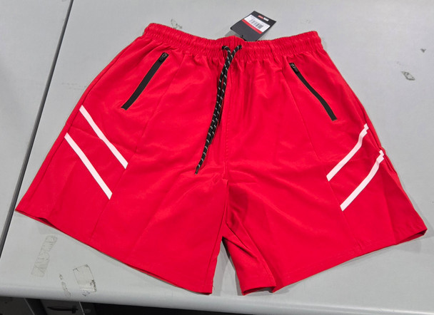 JUMPSTART POLYESTER SHORTS W/ ZIPPER POCKETS - SIZE: MEN M - RED