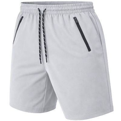 JUMP START MEN'S PERFORMANCE TRAINING SHORTS,ZIPPER POCKETS - SIZE: L - SILVER