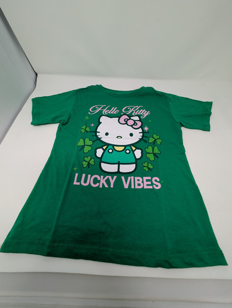 SANRIO HELLO KITTY GIRLS ST PATRICK'S DAY T-SHIRT - YOUTH S (6-7) - KELLY GREEN New